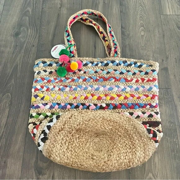 America & Beyond Jute beach bag with Tassle - Picture 2 of 7